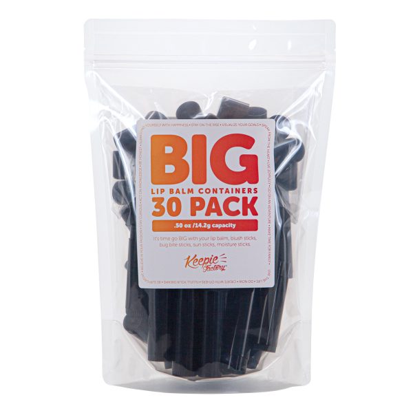 .50 oz BIG Round Lip Balm Containers Black, 30 Pack