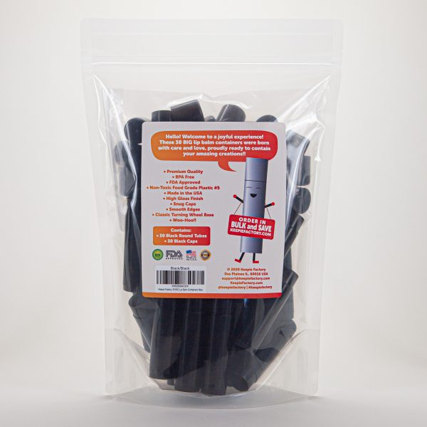 .50 oz BIG Round Lip Balm Containers Black, 30 Pack - Image 2